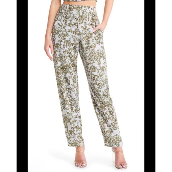 Open Edit Womens Small Olive Blue Cosmic Floral Pull on Pants Printed Abstract - Picture 11 of 11